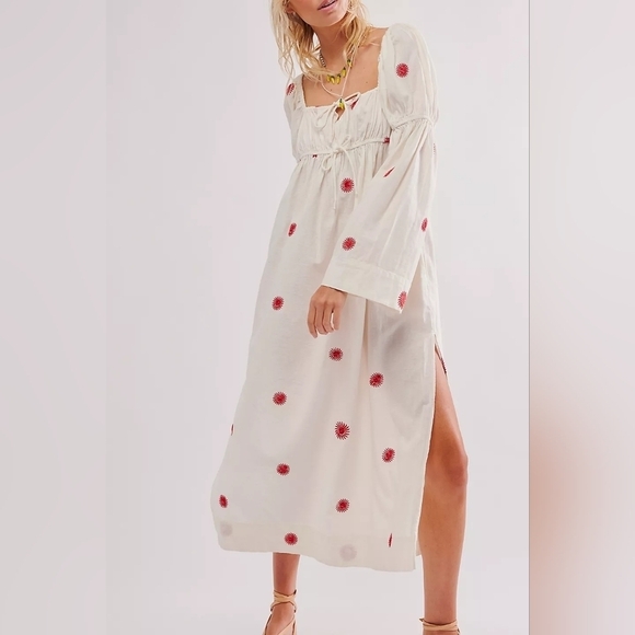 NWOT Free People Emory Embroidered Midi Dress $168  Small - Picture 2 of 9